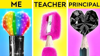 TEACHER VS ME VS PRINCIPAL CHALLENGE  Hilarious School Hacks Funny Moments by 123 GO [upl. by Alyahc]