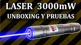 Laser Azul Ultra Potente 3000mW  Unboxing y Pruebas Experimentar En Casa [upl. by Sibelle]