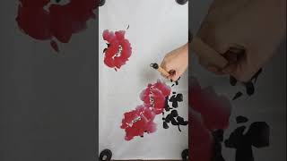 목단그리기 모란 peony flower 목단꽃그리는법 목단 봄꽃 꽃그리기 peony flower 牧丹 flower composition painting easy 문인화 수묵화 채색 [upl. by Ydde]