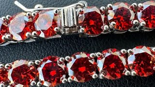 Harlem Bling RUBY RED Moissanite tennis chain review [upl. by Yhtak]