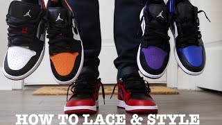 5 WAY HOW TO LACE NIKE AIR JORDAN 1 LOW  Laces Styles [upl. by Nosille]