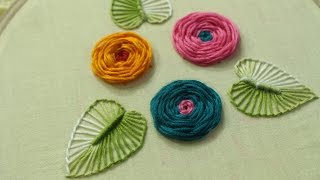 Hand Embroidery Designs  Rose flower design  Stitch and Flower144 [upl. by Yruy]