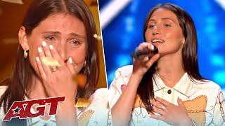 GOLDEN BUZZER Lily Meola Makes Heidi Klum Cry With Her EMOTIONAL Original Song [upl. by Ricker]