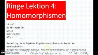 Ringe Teil 4 Homomorphismen Mathematik Mathe Algebra Homomorphismus [upl. by Aneehsak]