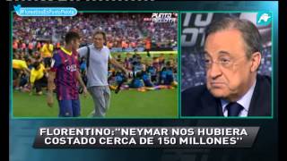 Florentino Pérez quotQuiero felicitar al Barça por el fichaje de Neymarquot Punto Pelota [upl. by Yreved]