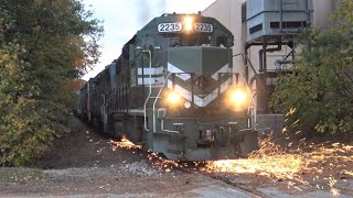 WHEEL SLIP Sparks Fly on the Fulton County Railroad as Locomotive Stalls on Hill [upl. by Donielle797]