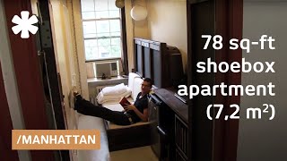 Manhattan shoebox apartment a 78squarefoot mini studio [upl. by Hsitirb]