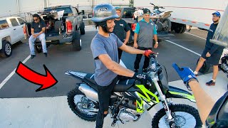 HOMIES TRY TO WHEELIE MY NEW DIRT BIKE [upl. by Marge]