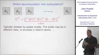 John Preskill  Introduction to Quantum Information Part 1  CSSQI 2012 [upl. by Enasus]