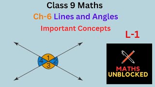 Class 9 Maths  Chapter 6  Lines and Angles Important Concepts [upl. by Elaweda]