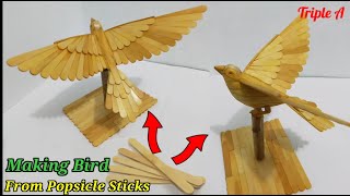 Making Bird from Popsicle sticks DIY [upl. by Selin]