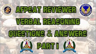 AFPSAT REVIEWER 2024 VERBAL REASONING QUESTIONS WITH ANSWERS PART 1 [upl. by Hen]