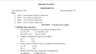 PSEB September Exam 2024  Chemistry Class 11 Sample Paper Solutions  Scholar Tutorial [upl. by Pryce683]