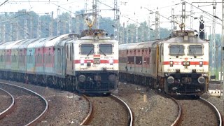 12 in 1 WHITE DRAGON WAP7 amp 5 Locomotive Trains at 130 kmph Rajdhani Duronto Poorva Saraighat [upl. by Gatias]