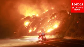 Line Fire In Southern California Continues To Burn Causes Huge Clouds Of Smoke [upl. by Luemas]