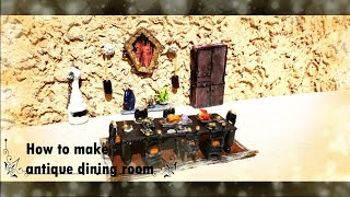 Miniature  how to make antique dining room [upl. by Adlesirk]