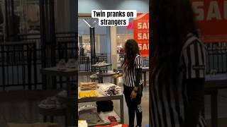 Twin pranks on strangers in the mall😂…atl atlanta twins viral [upl. by Leugar799]