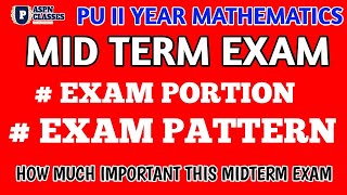 2nd PU Maths Midterm Exam 2023  2nd P U maths Mid Term Exam PATTERN [upl. by Ecille529]