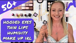 GRWM IRL Make up for 50 hooded eyes thin lips  humidity [upl. by Nohtahoj]