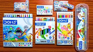 Doms oil pastel unboxing  Doms brush pen 14 shades unboxing  Doms colour pencil unboxing [upl. by Arissa]