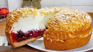 Der leckerste Kirschkuchen mit Sahnesoufflé Der Kuchen schmilzt auf der Zunge Einfach und lecker [upl. by Ahsinat881]