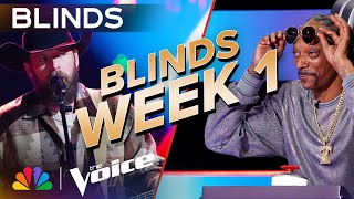 JawDropping Blind Auditions from Week 1  The Voice  NBC [upl. by Nanji]