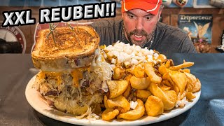 Bildas Massive Corned Beef Reuben Sandwich Challenge w Loaded Chili Cheese Fries [upl. by Amorette]