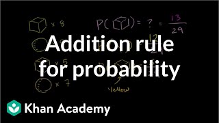 Addition rule for probability  Probability and Statistics  Khan Academy [upl. by Gehlbach]