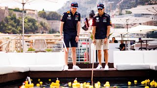 Max Verstappen and Checo Perez HOOK A DUCK in Monaco [upl. by Atiran715]