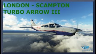 LondonGatwick EGKK to Scampton EGXP  Turbo Arrow III  MSFS [upl. by Castera]