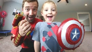 Father amp Son GET RAD SUPER HERO NERF GUNS [upl. by Charisse]