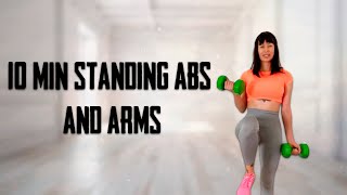 10 MIN STANDING ABS amp ARMSWith dumbbells [upl. by Edik]