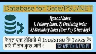 63 Types of Index  Primary Index Clustering Index amp Secondary Index Over Key amp Non Key Field [upl. by Obed]