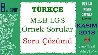 LGS Örnek Soru Çözümleri  Türkçe Dersi  Kasım 2018 MEB [upl. by Robbins841]