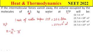 If the intermolecular forces vanish away the volume occupied by the molecules of 45 kg water [upl. by Finzer84]