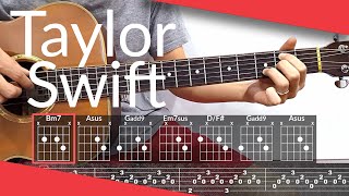 ivy Taylor Swift Guitar Tutorial  Tab Chords Strumming [upl. by Ecirbaf]