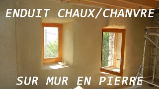 Enduit chauxchanvre sur mur en pierre Correction thermique et finition [upl. by Beatrix]