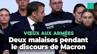 Deux militaires font un malaise pendant les vœux de Macron aux Armées [upl. by Katalin]