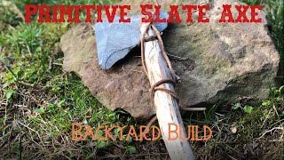 Primitive Slate Axe Backyard Build  Survival Axe Tutorial [upl. by Akemahs632]