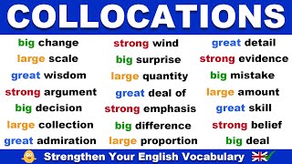 English Collocations with BIG STRONG GREAT and LARGE  Strengthen Your English Vocabulary [upl. by Rauscher]