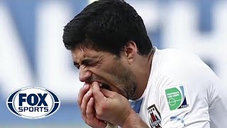 Luis Suarez bites again How long should he be suspended [upl. by Loar]