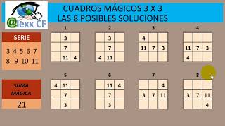 8 SOLUCIONES PARA LOS CUADROS MÁGICOS 3 X 3 [upl. by Lashar]