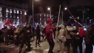 Clashes at 22M Madrid Protesters Trash A Police Van [upl. by Yrallih]