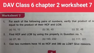 DAV Class 6 maths chapter 2 worksheet 7 ।। Class 6 math chapter 2 worksheet 7 dav public school [upl. by Temirf239]