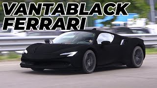 THE BLACKEST FERRARI IN THE WORLD First VANTABLACK SF90 Stradale 👀 [upl. by Lenhard34]