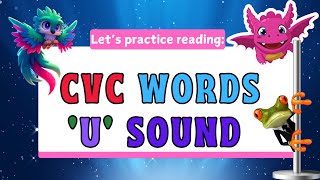 Short U CVC words three letter words with interactive reading for kids in the Fun Phonics Blending [upl. by Lightman]