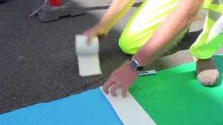 Cold plastic application with preformed thermoplastic road marking [upl. by Hokanson]