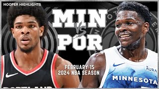 Minnesota Timberwolves vs Portland Trail Blazers Full Game Highlights  Feb 15  2024 NBA Season [upl. by Maible604]