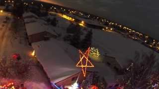 Rocky Mountain House Lights von Hollens Christmas lights Aerial Views At Sunset [upl. by Notlehs]