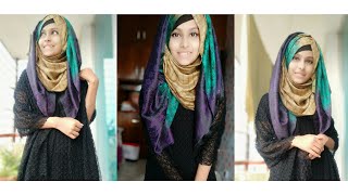 Hijab style with salwar kamij  Simple hijab tutorial  Noshin Nower [upl. by Meerek]